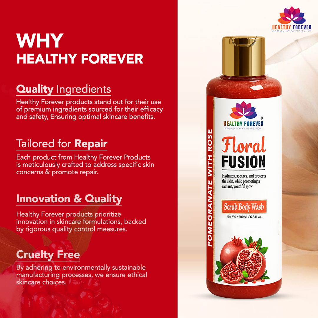 Floral Fusion – Pomegranate with Rose Scrub Body Wash