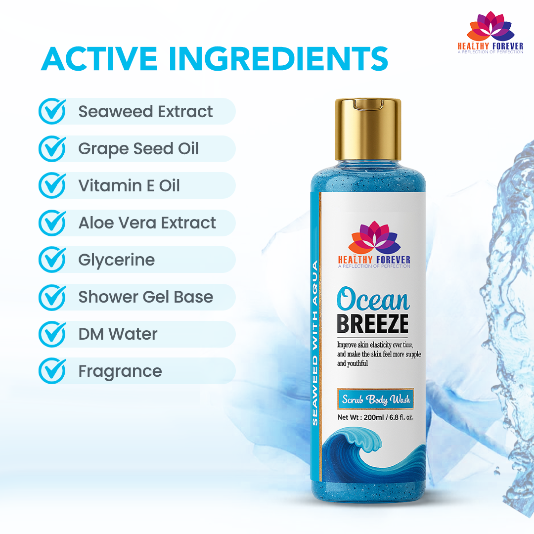 Ocean Breeze – Seaweed with Aqua Scrub Body Wash