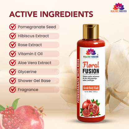 Floral Fusion – Pomegranate with Rose Scrub Body Wash