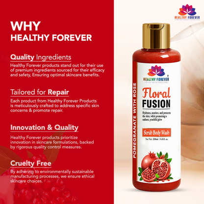 Floral Fusion – Pomegranate with Rose Scrub Body Wash
